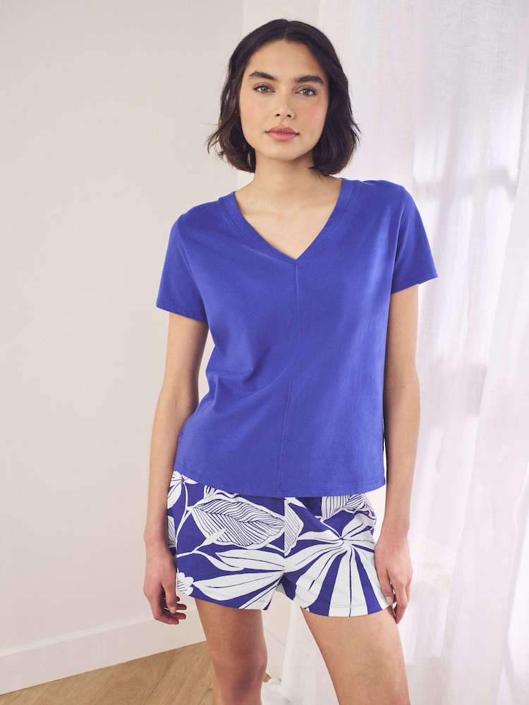 Cobalt Blue Leaf Short Set Pyjamas - Image 1 of 10