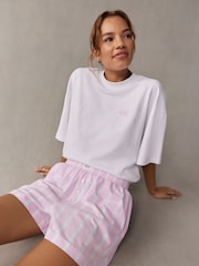 self. Ecru/Pink Stripe 100% Cotton Short Set Pyjamas - Image 1 of 12