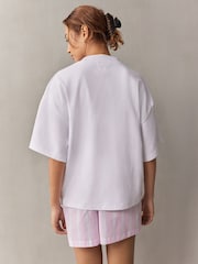 self. Ecru/Pink Stripe 100% Cotton Short Set Pyjamas - Image 2 of 12