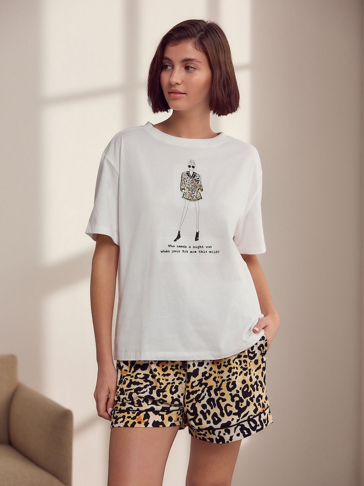 Leopard Proud London Cotton Short Set 100% Cotton Pyjamas - Image 1 of 6