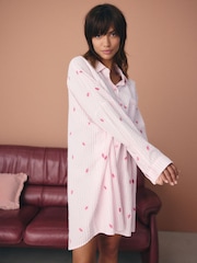 Pink Lips 100% Cotton Textured Nightshirt - Image 2 of 5