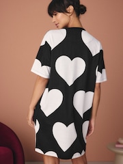 Black/White Heart 100% Cotton Nightie - Image 3 of 9