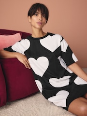 Black/White Heart 100% Cotton Nightie - Image 4 of 9