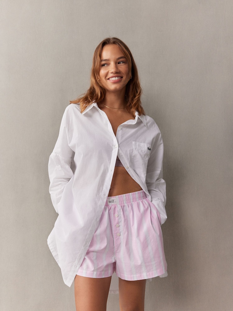 self. White Oversized 100% Cotton Nightshirt - Image 1 of 8