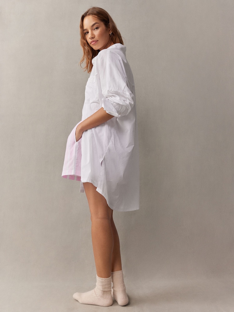 self. White Oversized 100% Cotton Nightshirt - Image 2 of 8