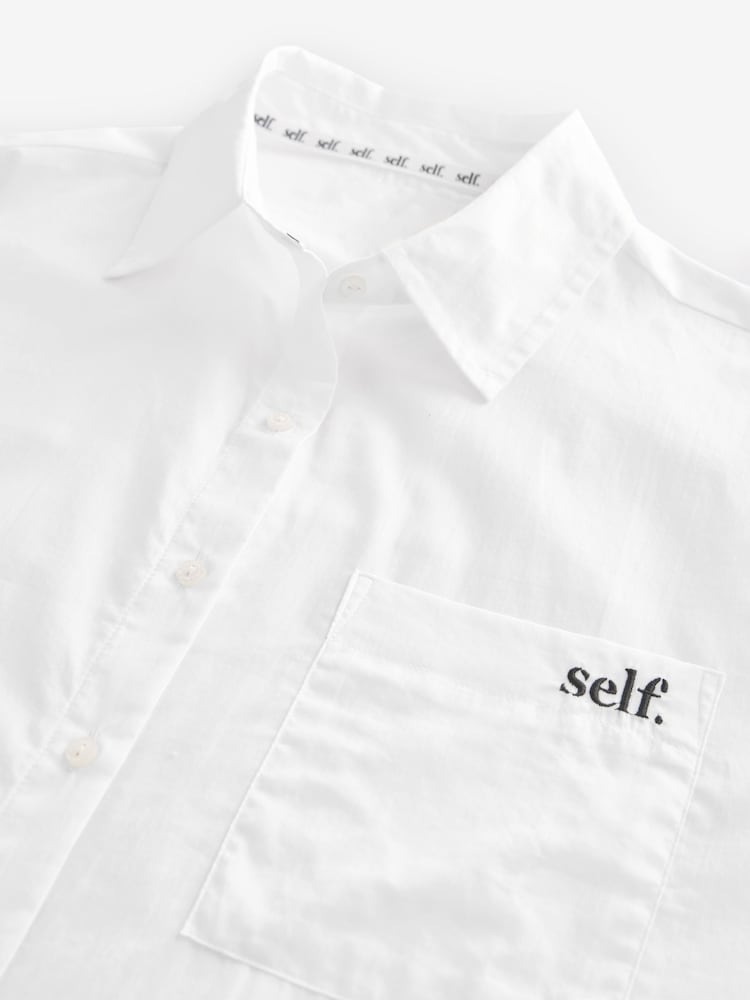 self. White Oversized 100% Cotton Nightshirt - Image 7 of 8