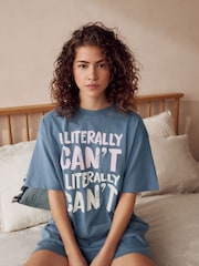 Blue Slogan 100% Cotton Nightie - Image 5 of 9