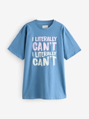 Blue Slogan 100% Cotton Nightie - Image 6 of 9