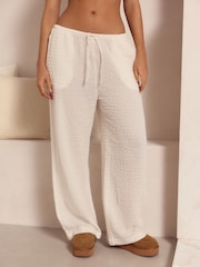 Ecru/Khaki Textured Cotton Pyjama Bottoms 2 Pack - Image 1 of 7