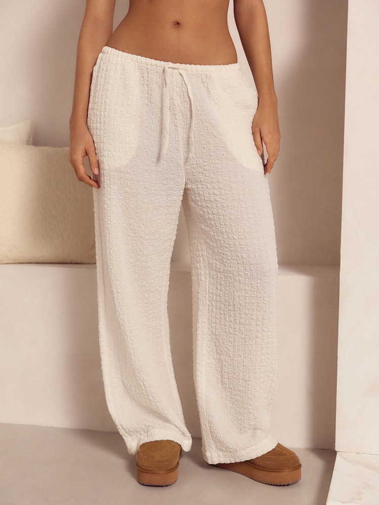 Ecru/Khaki Textured Cotton Pyjama Bottoms 2 Pack - Image 1 of 7