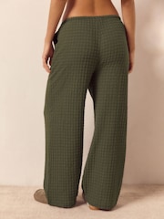 Ecru/Khaki Textured Cotton Pyjama Bottoms 2 Pack - Image 4 of 7