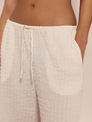 Ecru/Khaki Textured Cotton Pyjama Bottoms 2 Pack - Image 5 of 7