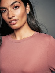 Pink Soft Touch Ribbed Long Sleeve T-Shirt with TENCEL™ Lyocell - Image 4 of 7