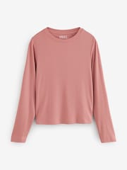 Pink Soft Touch Ribbed Long Sleeve T-Shirt with TENCEL™ Lyocell - Image 5 of 7