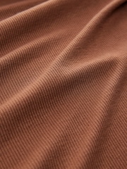 Rust Brown Soft Touch Ribbed Long Sleeve T-Shirt with TENCEL™ Lyocell - Image 6 of 6