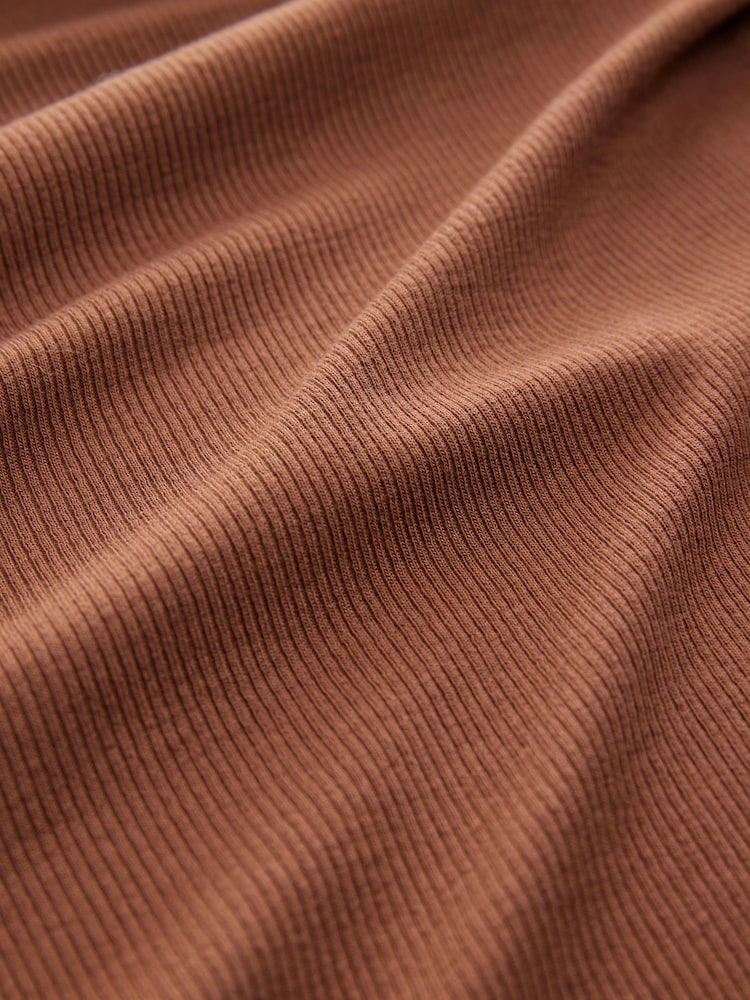 Rust Brown Soft Touch Ribbed Long Sleeve T-Shirt with TENCEL™ Lyocell - Image 6 of 6