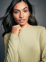 Lime Soft Touch Ribbed Long Sleeve T-Shirt with TENCEL™ Lyocell - Image 3 of 6