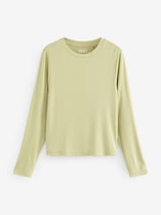 Lime Soft Touch Ribbed Long Sleeve T-Shirt with TENCEL™ Lyocell - Image 4 of 6