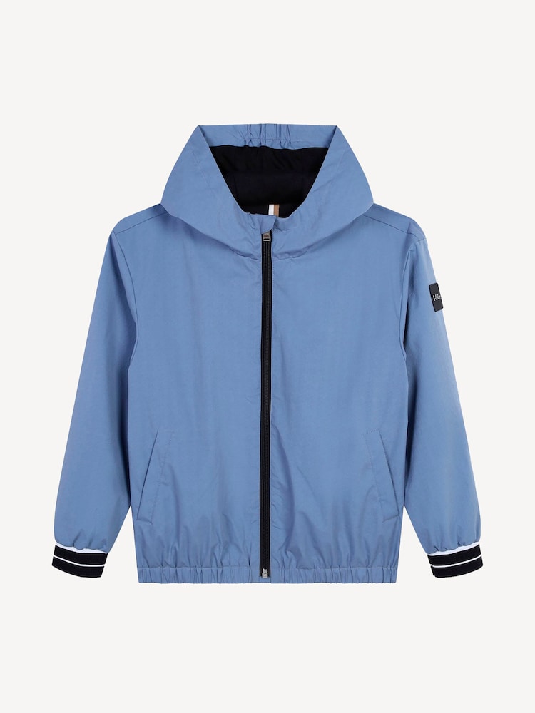 BOSS Blue Hooded Windbreaker Jacket - Image 1 of 3
