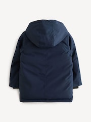 BOSS Blue Hooded Longline Parka Coat - Image 2 of 4