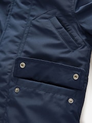 BOSS Blue Hooded Longline Parka Coat - Image 4 of 4
