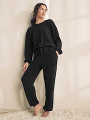 Black Cosy Waffle Long Sleeve Pyjamas - Image 1 of 9