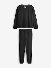 Black Cosy Waffle Long Sleeve Pyjamas - Image 5 of 9