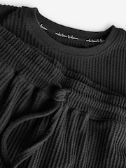 Black Cosy Waffle Long Sleeve Pyjamas - Image 8 of 9