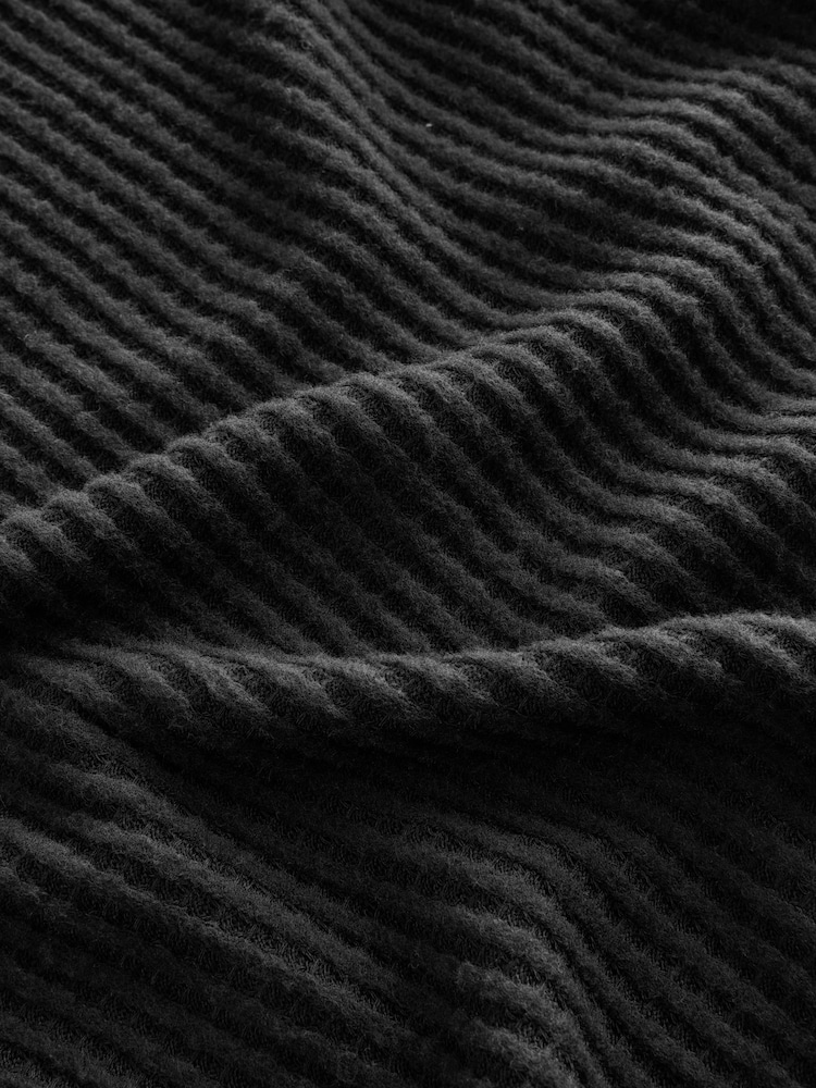 Black Cosy Waffle Long Sleeve Pyjamas - Image 9 of 9