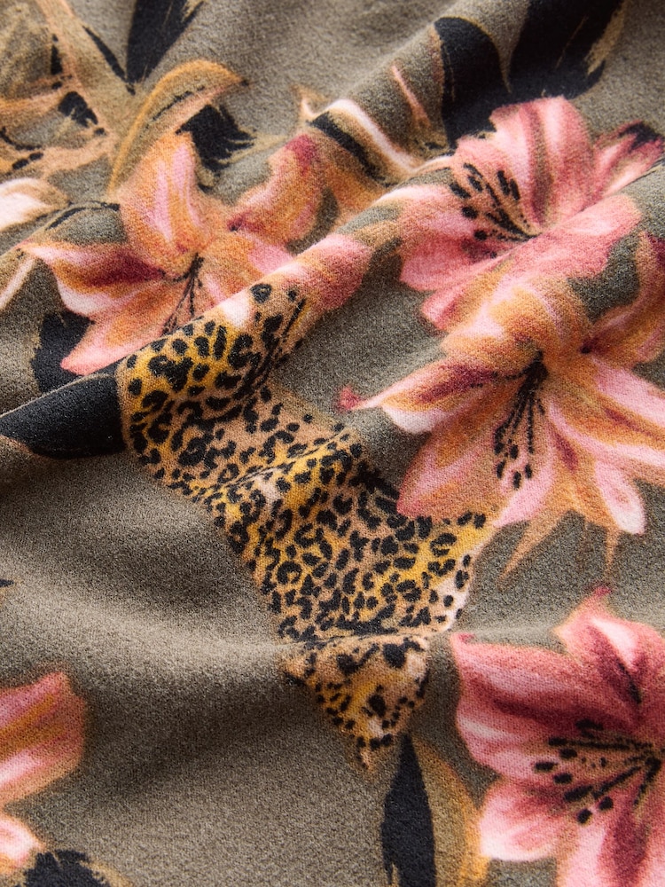 Khaki Green Cheetah Cosy Long Sleeve Pyjamas - Image 10 of 10