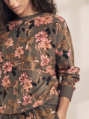 Khaki Green Cheetah Cosy Long Sleeve Pyjamas - Image 4 of 10