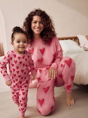 Pink Heart 100% Cotton Long Sleeve Pyjamas - Image 1 of 12