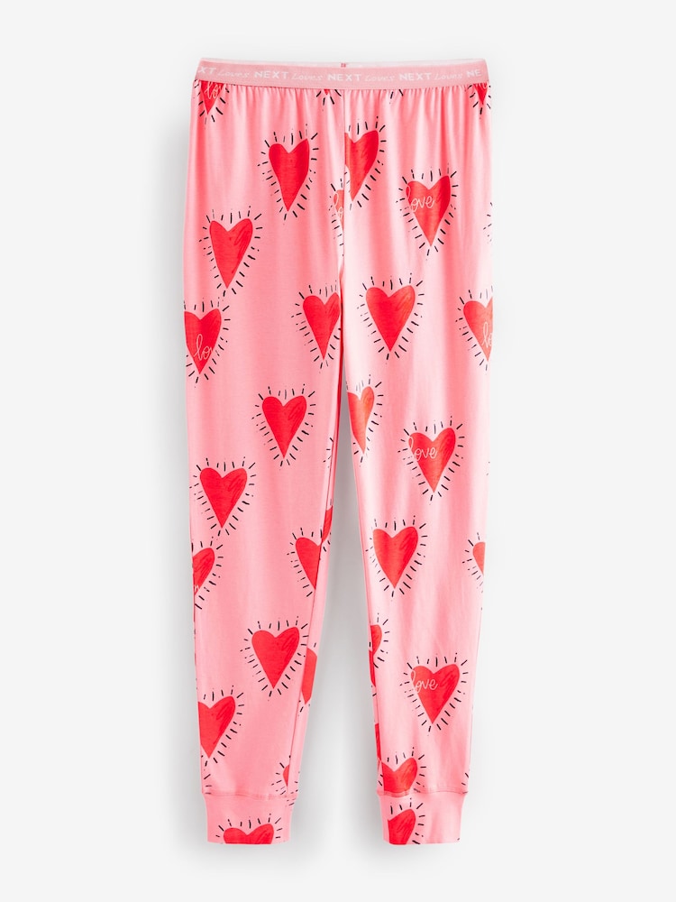 Roze met hartjesprint - 100% katoenen pyjama met lange mouwen - Image 10 of 12