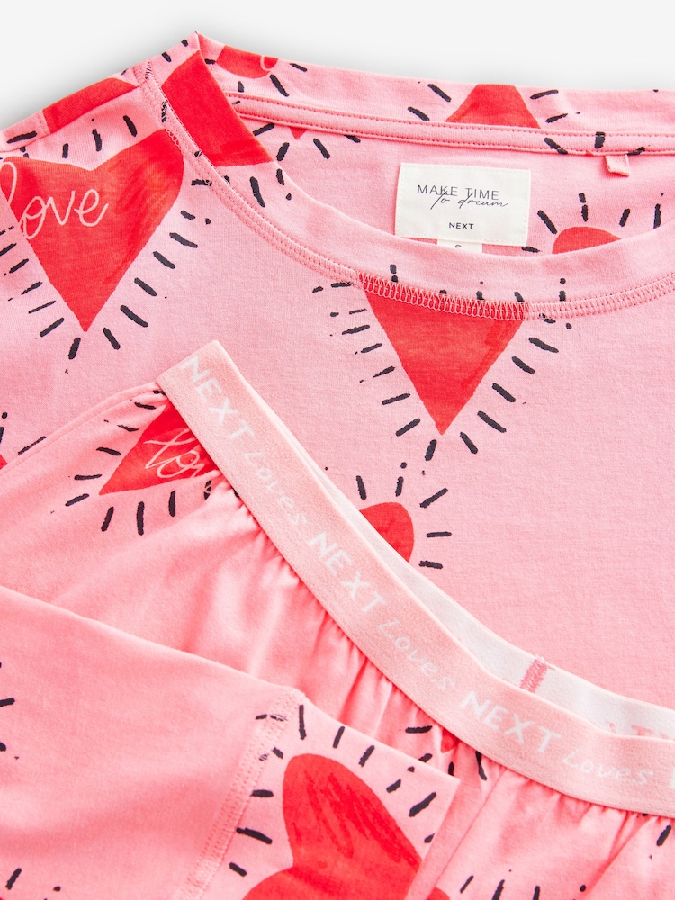 Roze met hartjesprint - 100% katoenen pyjama met lange mouwen - Image 11 of 12