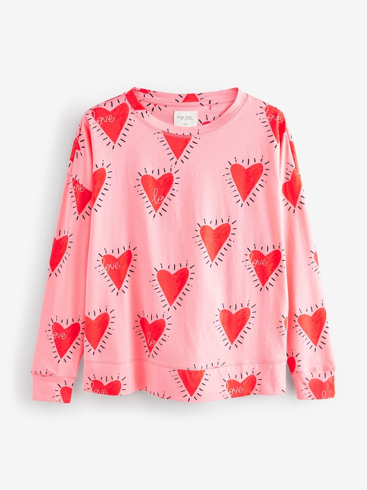 Roze met hartjesprint - 100% katoenen pyjama met lange mouwen - Image 9 of 12
