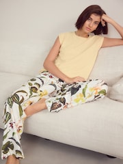 Yellow Floral 100% Cotton Cap Sleeve Pyjamas - Image 4 of 10