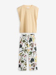 Yellow Floral 100% Cotton Cap Sleeve Pyjamas - Image 6 of 10