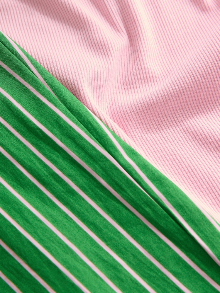 Pink/Green Stripe Rib Vest Pyjamas - Image 10 of 11