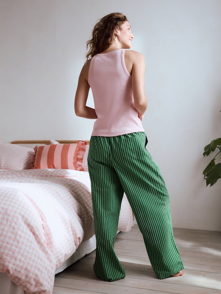 Pink/Green Stripe Rib Vest Pyjamas - Image 4 of 11