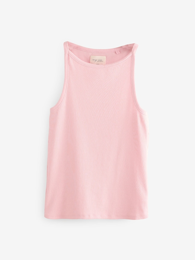 Pink/Green Stripe Rib Vest Pyjamas - Image 8 of 11