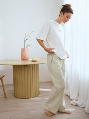 Sage Green 100% Cotton Textured Short Sleeve Pyjamas - Image 2 of 13