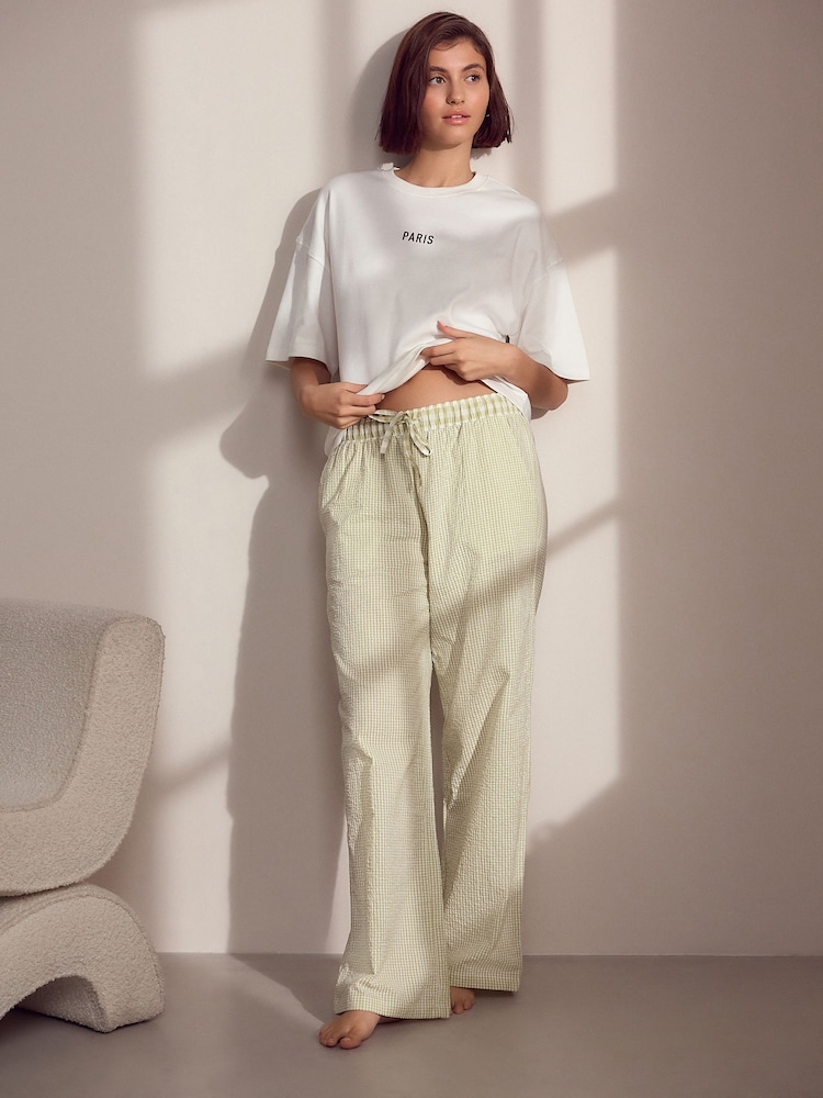 Sage Green 100% Cotton Textured Short Sleeve Pyjamas - Image 2 of 13