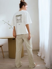 Sage Green 100% Cotton Textured Short Sleeve Pyjamas - Image 4 of 13