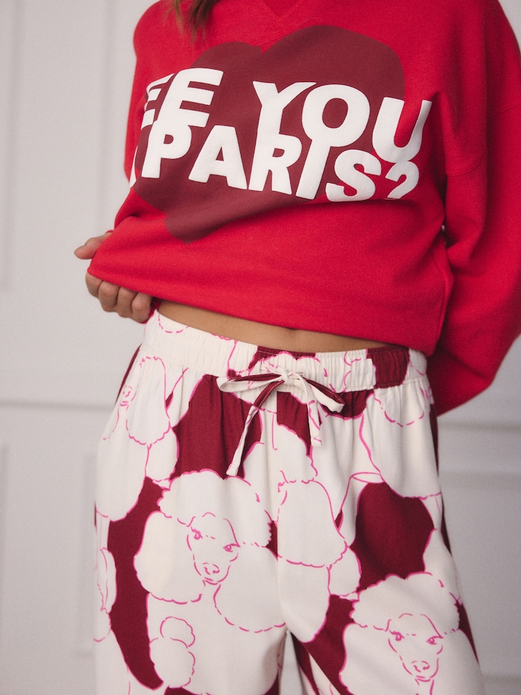Red Paris Sweatshirt and Flannel Pyjamas - Image 6 of 6 Red Paris Sweatshirt and Flannel Pyjamas - Image 6 of 6