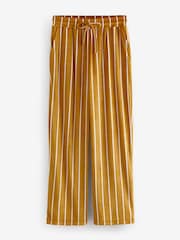 Ochre Yellow Stripe Short Sleeve and Fleece Bottom Pyjamas - Image 10 of 12