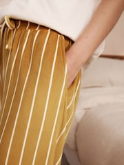 Ochre Yellow Stripe Short Sleeve and Fleece Bottom Pyjamas - Image 7 of 12