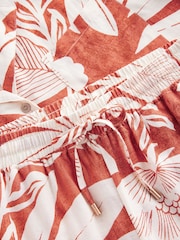 Rust Brown Leaf Linen Blend Button Through Pyjamas - Image 10 of 11