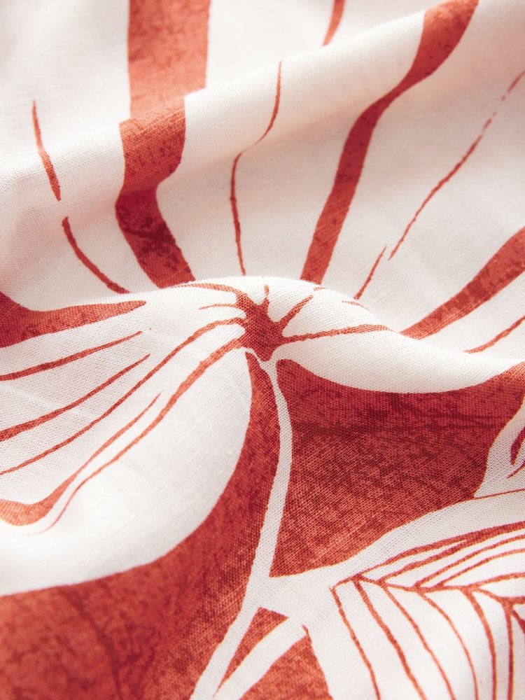 Rust Brown Leaf Linen Blend Button Through Pyjamas - Image 11 of 11