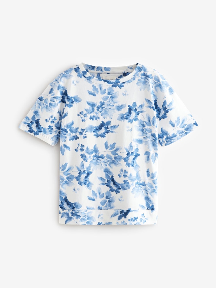 Blue Floral 100% Cotton Short Sleeve Pyjamas - Image 7 of 10