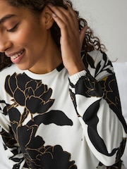 Black/Ochre Floral Cosy Long Sleeve Pyjamas - Image 3 of 7